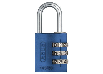 Abus Mechanical 145/30 30mm Aluminium Combination Padlock Blue 46577 ABUS Mechanical - RockBottom Northampton 