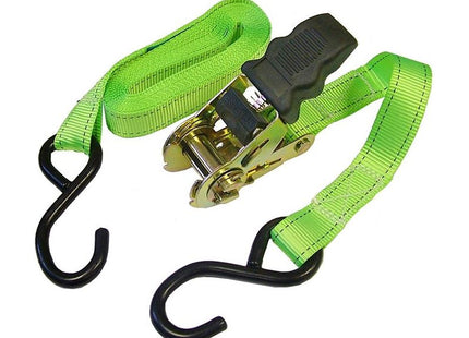 Faithfull Ratchet Tie-Downs S-Hook 5m x 25mm Breaking Strain 600kg/daN 2 Piece Faithfull - RockBottom Northampton