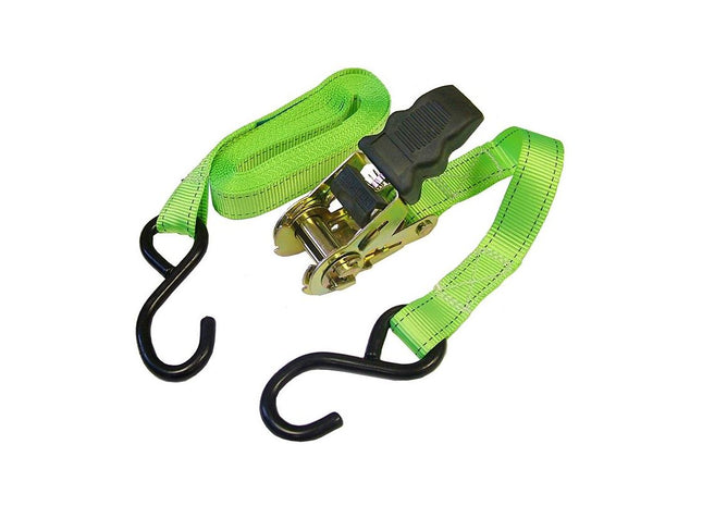 Faithfull Ratchet Tie-Downs S-Hook 5m x 25mm Breaking Strain 600kg/daN 2 Piece Faithfull - RockBottom Northampton