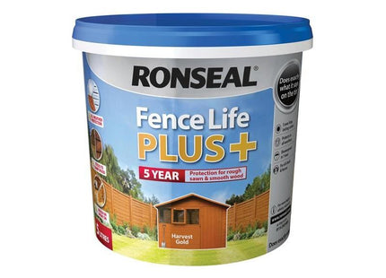 Ronseal Fence Life Plus+ Harvest Gold 5 litre Ronseal - RockBottom Nothampton