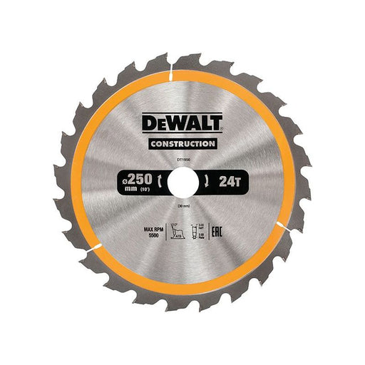 Dewalt Power Tools Stationary Construction Circular Saw Blade 250 x 30mm x 24T DeWALT Power Tools - RockBottom Northampton