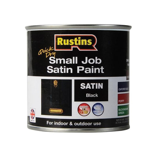 Rustins Quick Dry Small Job Satin Paint Black 250ml Rustins - RockBottom Nothampton