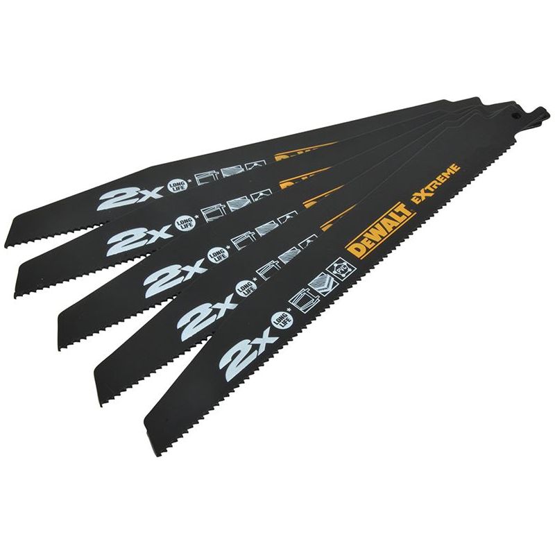 Dewalt Power Tools 2X Life General Purpose Reciprocating Blade 152mm x 10 TPI Pack of 5 DeWALT Power Tools - RockBottom Northampton