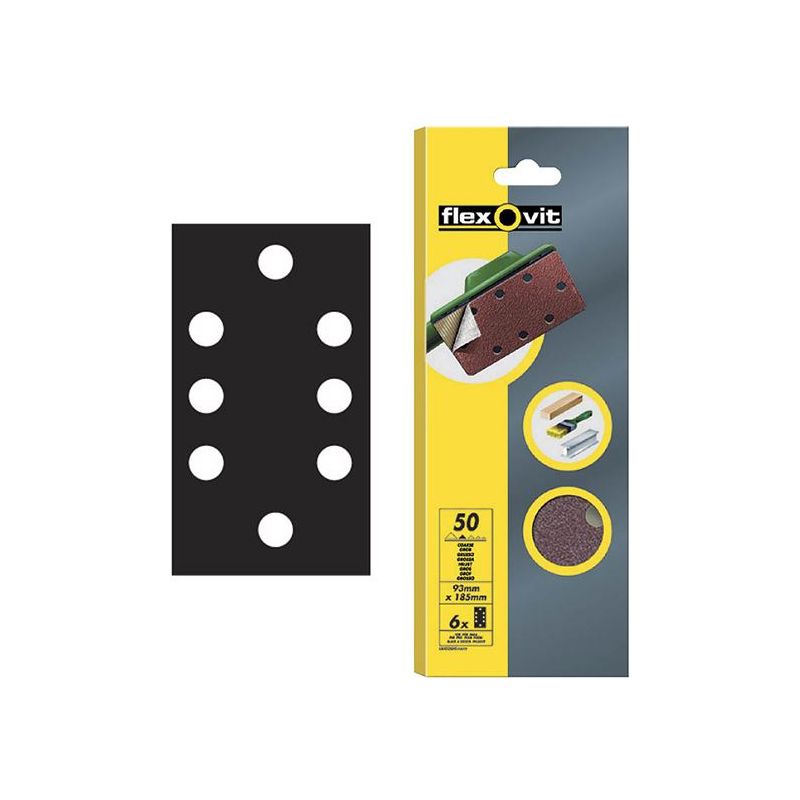 Flexovit 1/3 Sanding Sheets Quick-Release Coarse 50 Grit (Pack 6) Flexovit - RockBottom Northampton