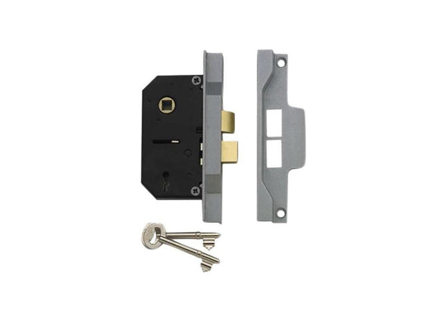 Union 2242 2 Lever Mortice Rebated Sashlock Silver Enamel 65.5mm 2.5in Visi UNION - RockBottom Northampton