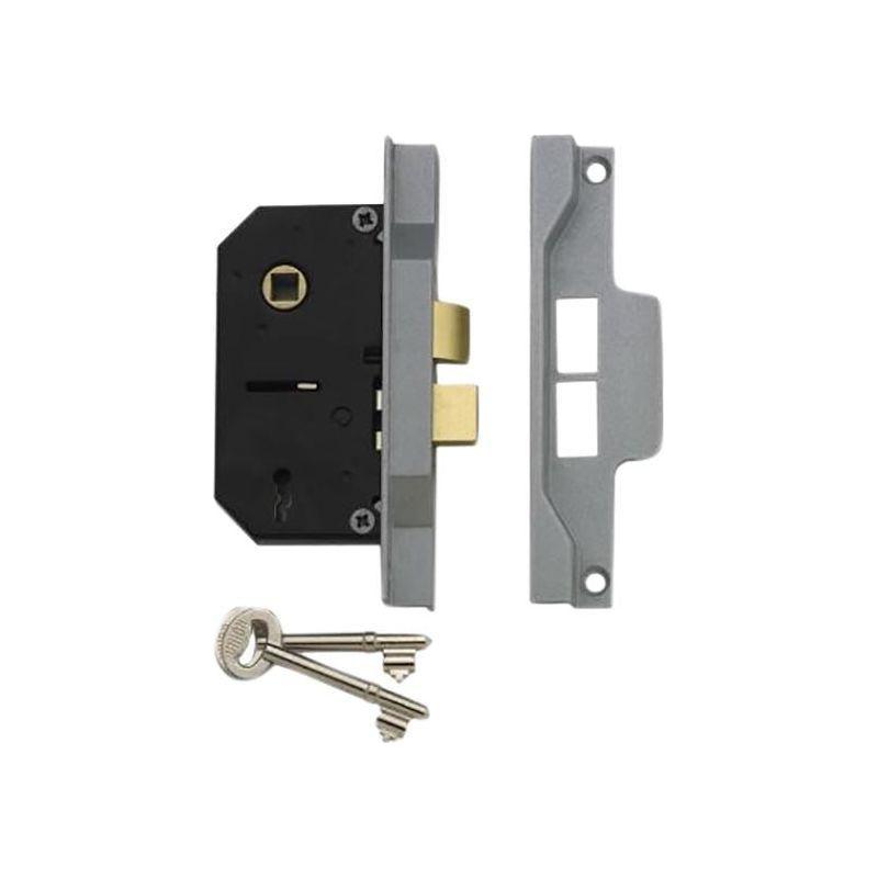 Union 2242 2 Lever Mortice Rebated Sashlock Silver Enamel 65.5mm 2.5in Visi UNION - RockBottom Northampton