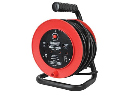 Faithfull Power Plus Open Drum Cable Reel 240V 13A 2-Socket 15m Faithfull Power Plus - RockBottom Northampton