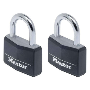 Master Lock Aluminium Black Vinyl Cover 40mm Padlock 4-Pin - Keyed Alike x 2 Master Lock - RockBottom Northampton