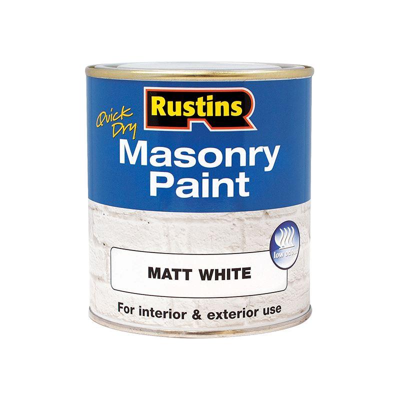 Rustins Quick Dry Masonry Paint Matt White 250ml Rustins - RockBottom Nothampton