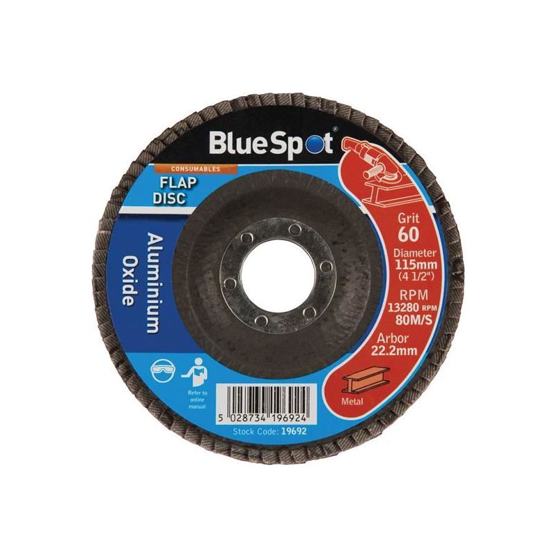 Bluespot Tools Sanding Flap Disc 115mm 60 Grit BlueSpot Tools - RockBottom Northampton