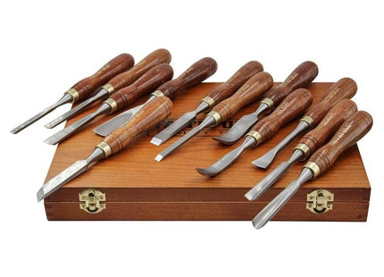 Faithfull Wood Carving Chisels Set in Case, 12 Piece Faithfull - RockBottom Northampton