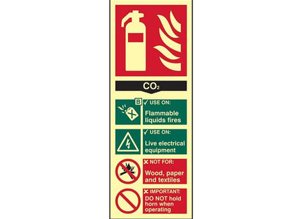 Scan Fire Extinguisher Composite CO2 - Photoluminescent 75 x 200mm Scan - RockBottom Nothampton