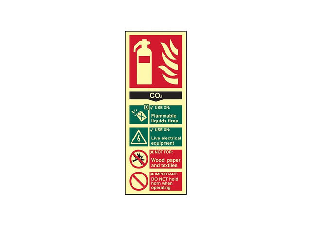 Scan Fire Extinguisher Composite CO2 - Photoluminescent 75 x 200mm Scan - RockBottom Nothampton