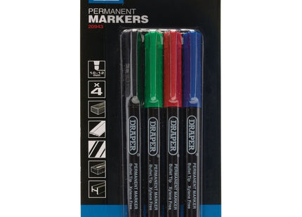 Draper Marker Pens, Multicoloured (Pack of 4) 20943 Draper - Town Tools 