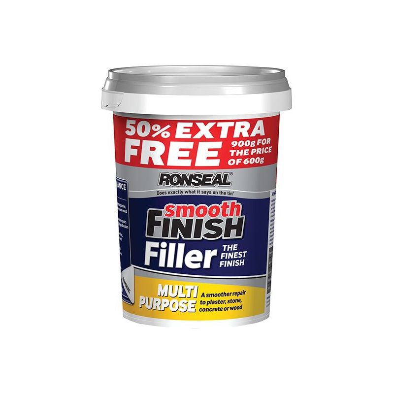 Ronseal Smooth Finish Multipurpose Wall Filler Ready Mixed 600g +50% Ronseal - RockBottom Nothampton