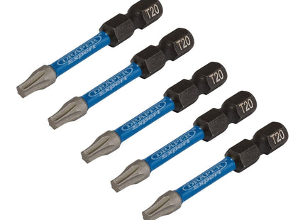 Draper Expert TX-STAR Impact Screwdriver Bits, T20 x 50mm, 1/4" Hex (Pack of 5) Draper - Town Tools 