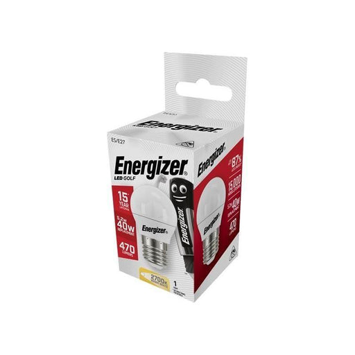 Energizer® LED ES (E27) Opal Golf Non-Dimmable Bulb, Warm White 470 lm 5.2W Energizer® - RockBottom Northamptin