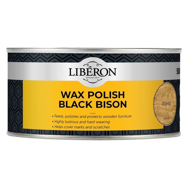 Liberon Black Bison Wax Paste Walnut 500ml Liberon - RockBottom Northampton