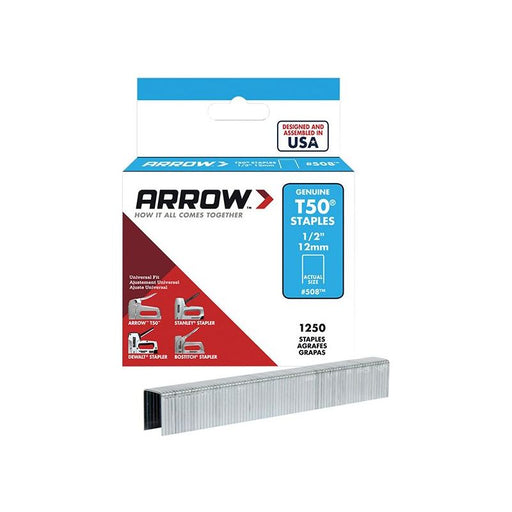 Arrow T50 Staples 12mm (1/2in) (Box 1250) Arrow - RockBottom Northampton 