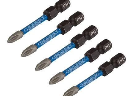 Draper Expert Cross Slot/PH Type Impact Screwdriver Bits, No.1 x 50mm, 1/4" Hex Draper - Town Tools 