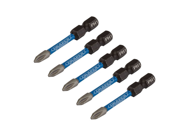 Draper Expert Cross Slot/PH Type Impact Screwdriver Bits, No.1 x 50mm, 1/4" Hex Draper - Town Tools 
