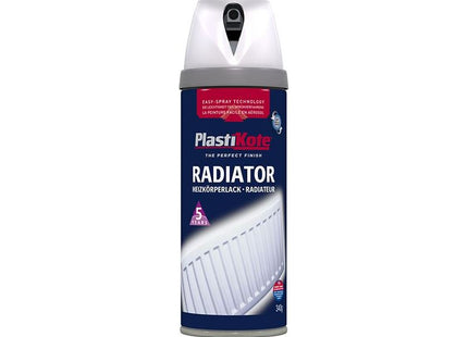 Plastikote Twist & Spray Radiator Satin White 400ml PlastiKote - RockBottom Nothampton
