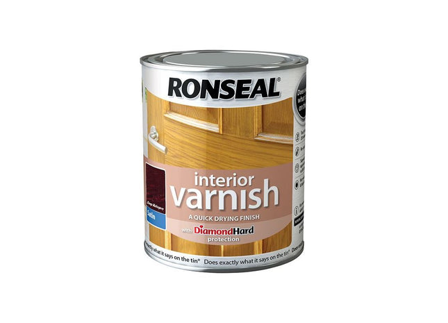 Ronseal Interior Varnish Quick Dry Satin Deep Mahogany 250ml Ronseal - RockBottom Nothampton