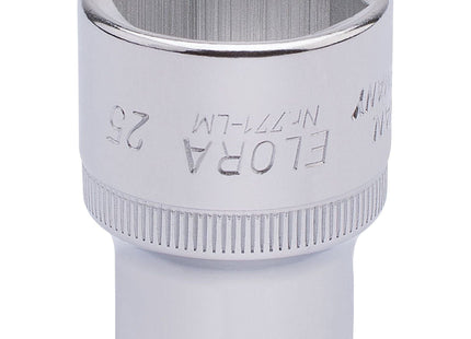 Draper Elora Hexagon Socket, 1/2" Sq. Dr., 25mm 15314 Draper - Town Tools 