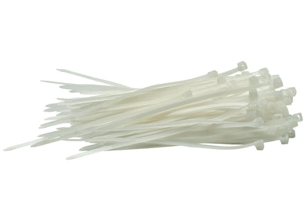 Draper Cable Ties, 2.5 x 100mm, White (Pack of 100) 70390 Draper - Town Tools 