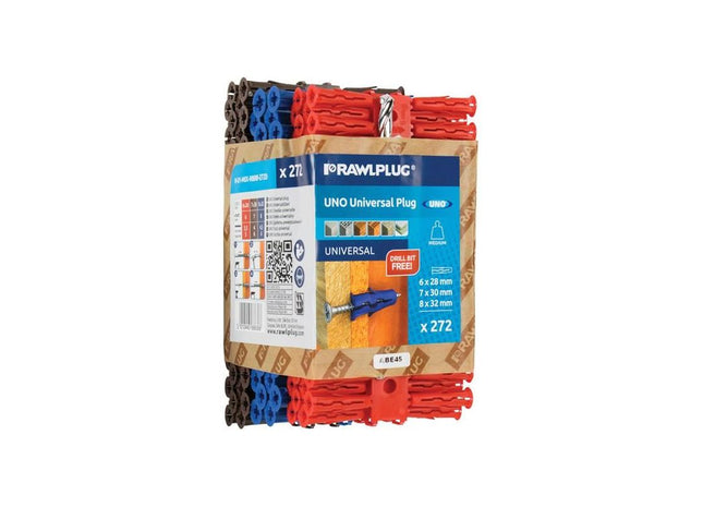 Rawlplug Mixed UNO® Plugs (Pack 272) + Drill Bit Rawlplug - RockBottom Nothampton