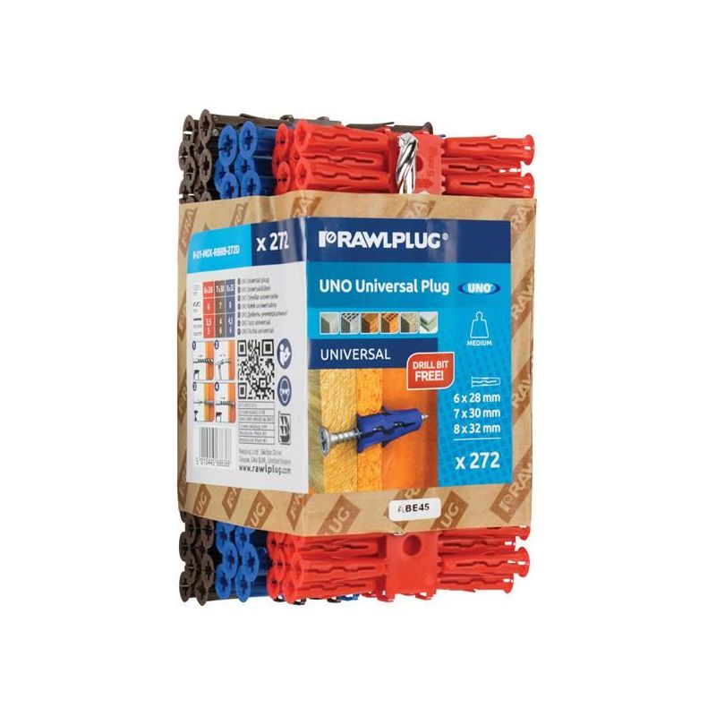 Rawlplug Mixed UNO® Plugs (Pack 272) + Drill Bit Rawlplug - RockBottom Nothampton
