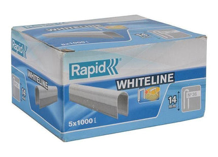Rapid 36/14 14mm DP x 5m White Staples (Box 1000 x 5) Rapid - RockBottom Nothampton