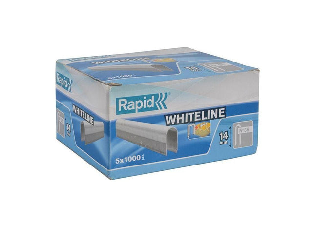 Rapid 36/14 14mm DP x 5m White Staples (Box 1000 x 5) Rapid - RockBottom Nothampton