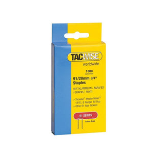 Tacwise 91 Narrow Crown Staples 20mm - Electric Tackers (Pack 1000) Tacwise - RockBottom Northampton