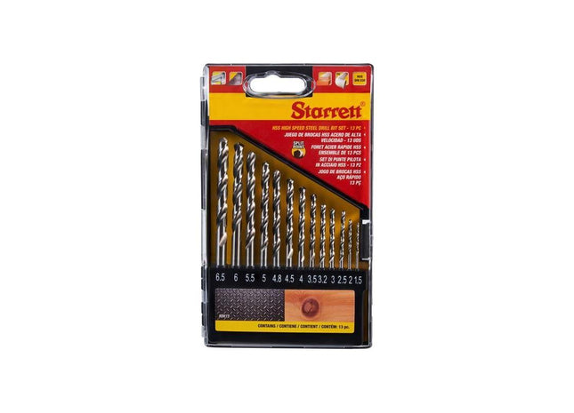 Starrett HSS Split Point Drill Bit Set, 13 Piece Starrett - RockBottom Nothampton