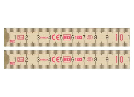 Stanley® Hand Tools Wooden Folding Rule 2m STANLEY® Hand Tools - RockBottom Nothampton