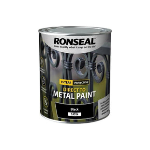 Ronseal Direct to Metal Paint Black Satin 750ml Ronseal - RockBottom Nothampton