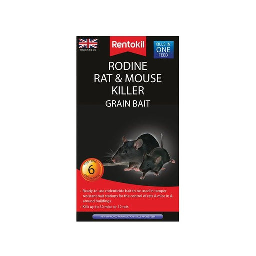 Rentokil Rodine Rat & Mouse Killer Grain Bait (Sachets 6) Rentokil - RockBottom Nothampton