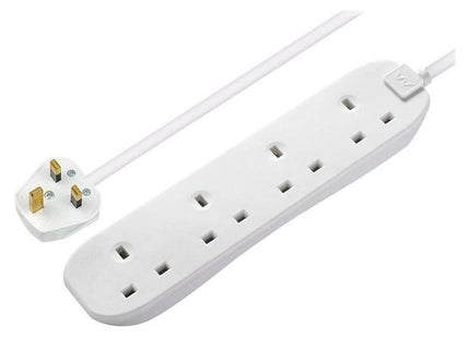 Masterplug Extension Lead 240V 4-Gang 13A White 2m Masterplug - RockBottom Northampton