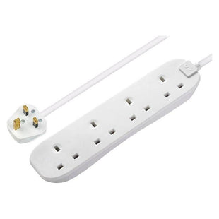 Masterplug Extension Lead 240V 4-Gang 13A White 2m Masterplug - RockBottom Northampton