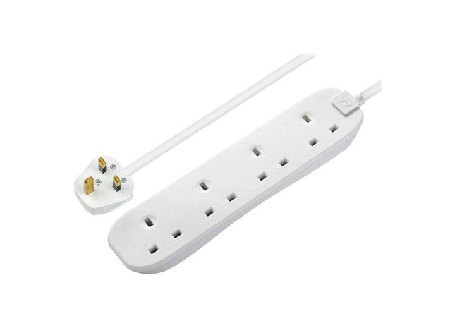 Masterplug Extension Lead 240V 4-Gang 13A White 2m Masterplug - RockBottom Northampton