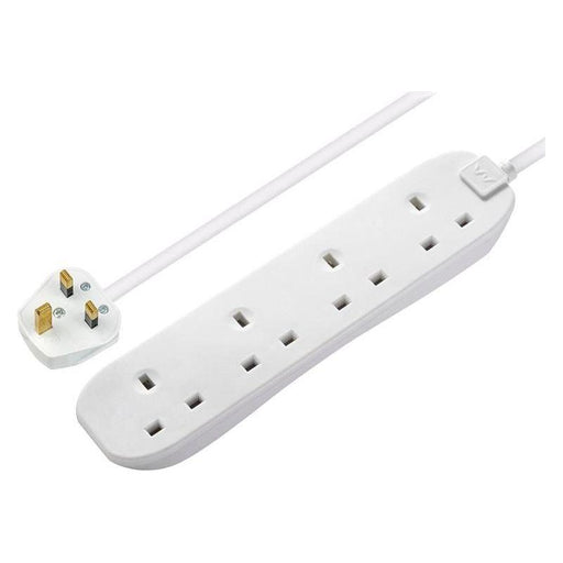 Masterplug Extension Lead 240V 4-Gang 13A White 2m Masterplug - RockBottom Northampton
