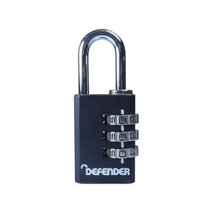 Defender Black Die-Cast Combination Padlock 30mm DEFENDER - RockBottom Northampton