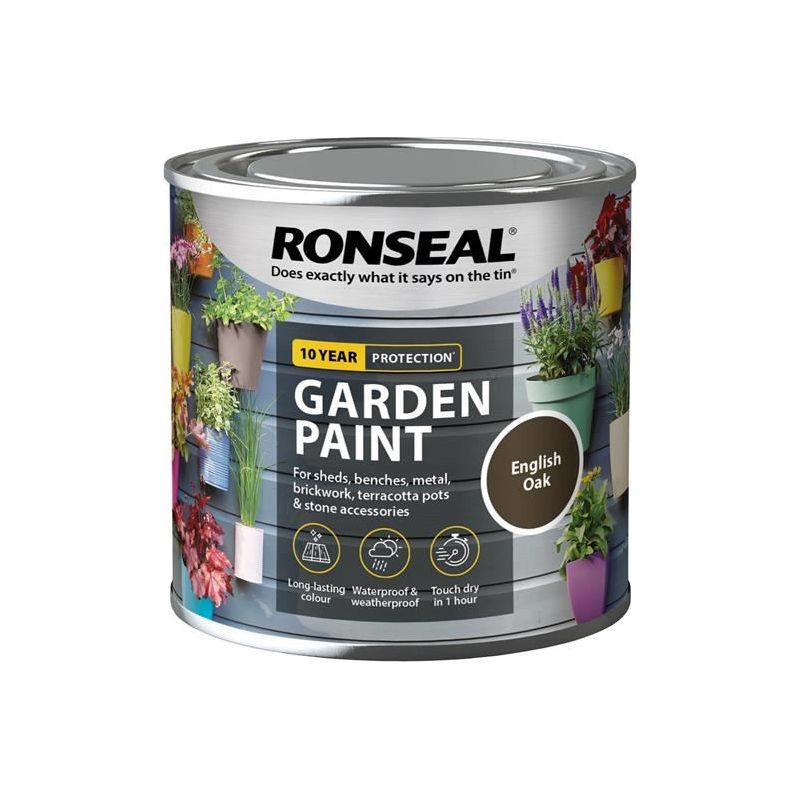 Ronseal Garden Paint English Oak 250ml Ronseal - RockBottom Nothampton