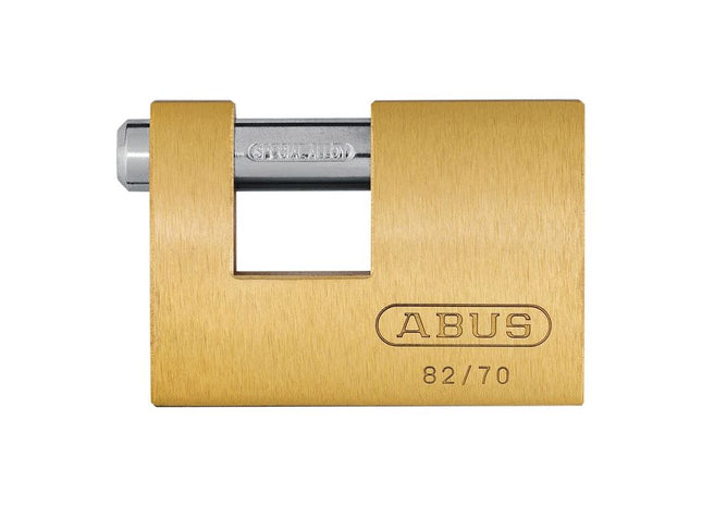 Abus Mechanical 82/70mm Monoblock Brass Shutter Padlock Keyed Alike 8514 ABUS Mechanical - RockBottom Northampton 