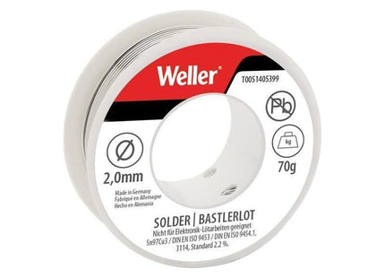 Weller Electronic Lead-Free Solder Sn97Cu3, 2mm 70g Weller - RockBottom Northampton
