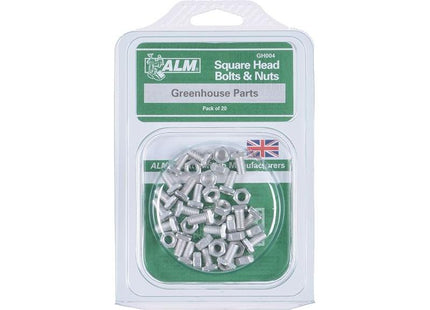Alm Manufacturing GH004 Square Glaze Bolts & Nuts Pack of 20 ALM Manufacturing - RockBottom Northampton 