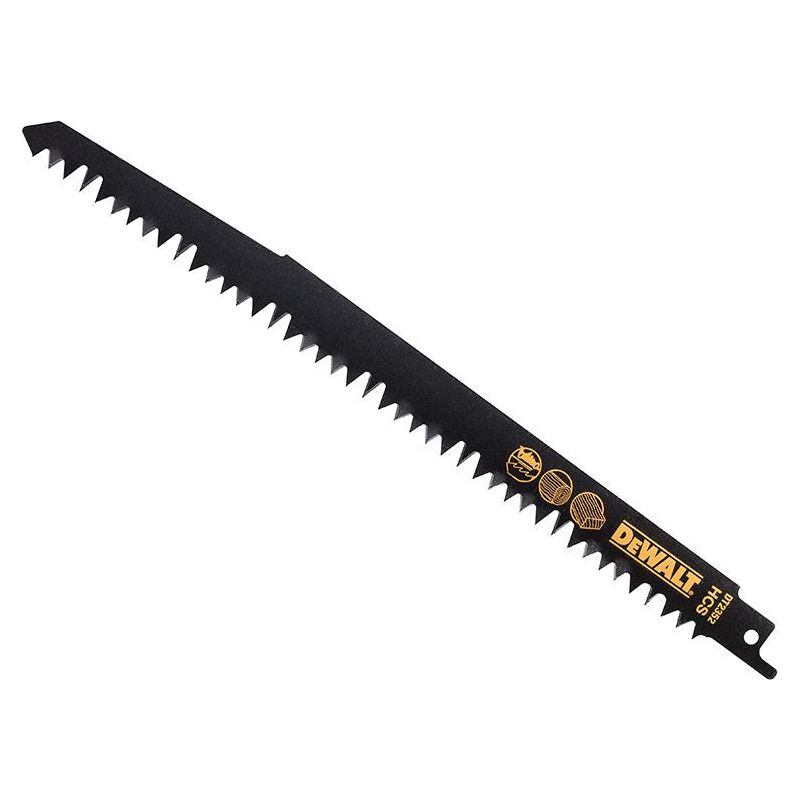 Dewalt Power Tools HCS Reciprocating Blade for Wood, Fast Cuts 240mm x 5/6.5 TPI Pack of 5 DeWALT Power Tools - RockBottom Northampton