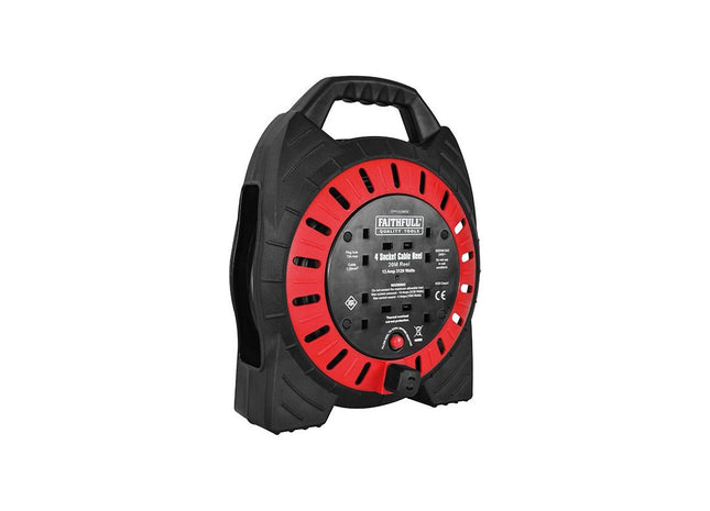 Faithfull Power Plus Semi-Enclosed Cable Reel 240V 13A 4-Socket 20m Faithfull Power Plus - RockBottom Northampton