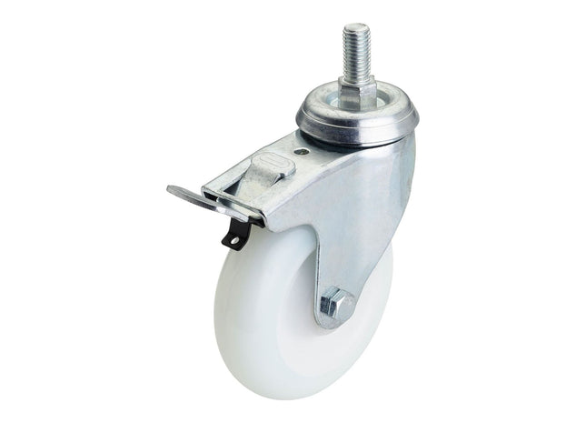 Draper Swivel Bolt Fixing Nylon Wheel with Brake, 100mm Diameter, S.W.L. 125kg Draper - Town Tools